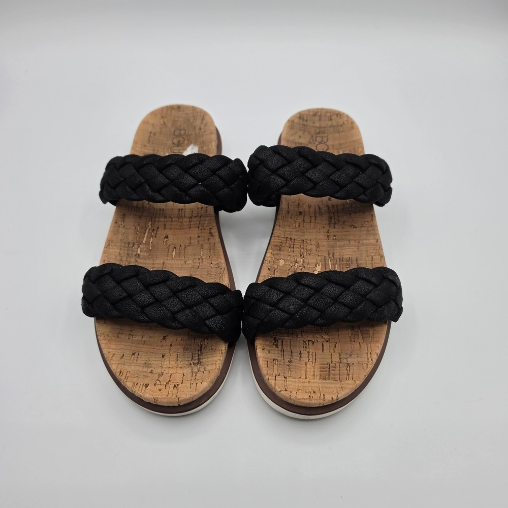 Boutique by‎ Corkys Braided Slide Sandals Womens 8 Black Good Cork Platform